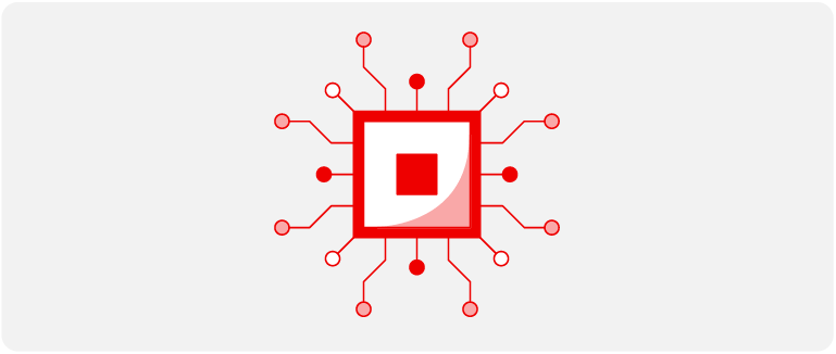 Illustration of icon with circuit lines extending outward