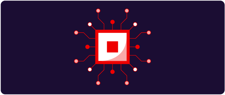 Illustration of icon with circuit lines extending outward