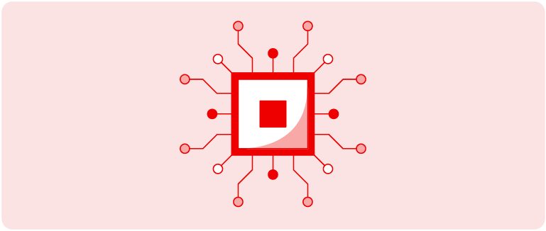 Illustration of icon with circuit lines extending outward