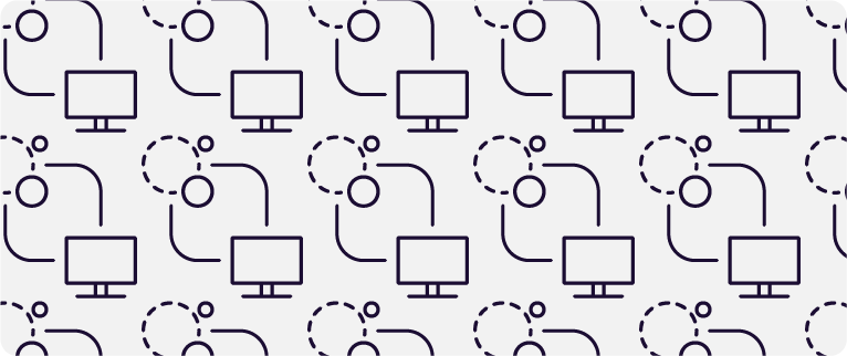 Repeating pattern illustration of bubbles and computer monitor connecting