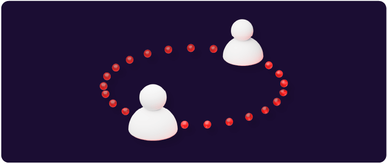 Illustration of 2 people icons connected by dots