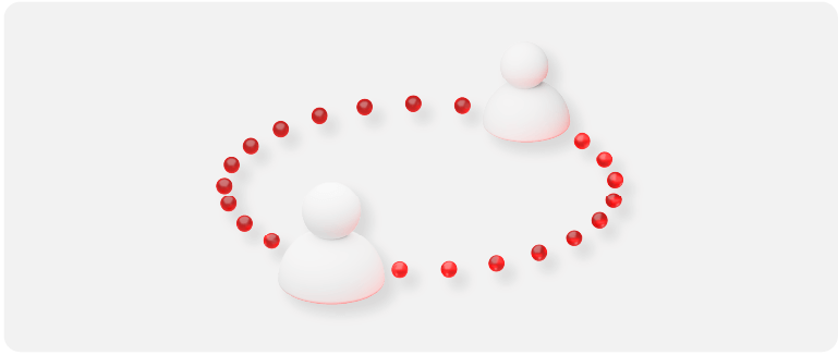Illustration of 2 people icons connected by dots