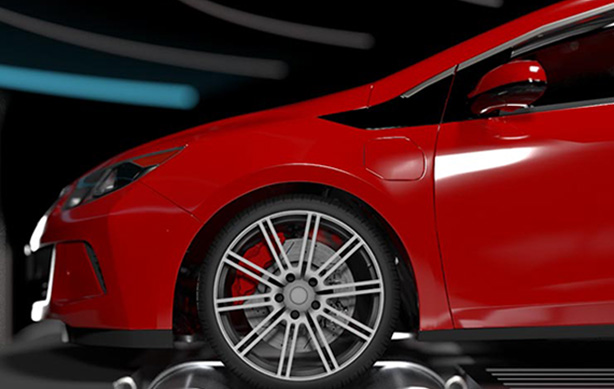 Car on testing platform