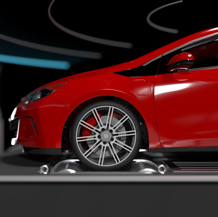 Car on testing platform