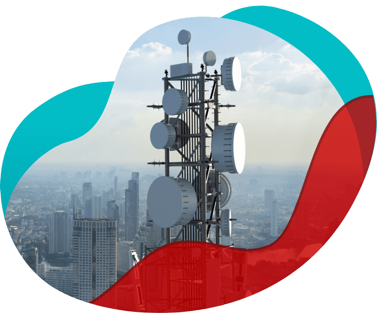 cell towers and amorphous cloud shapes