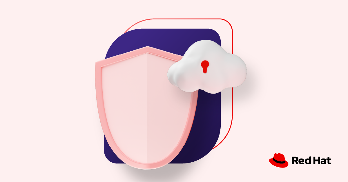 A large shield provides security for a small cloud with a keyhole, representing cloud security