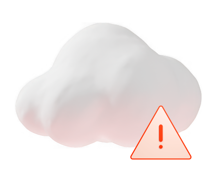 white fluffly cloud with smaller orange triangle alert icon