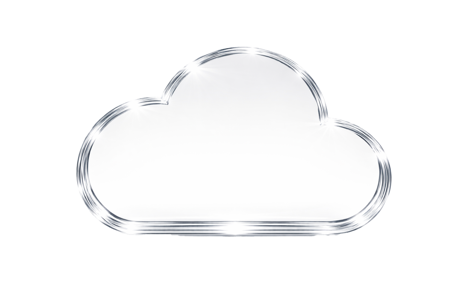 a white cloud with a polished chrome border