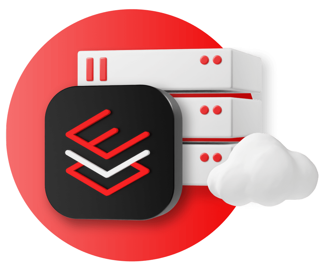 Red Hat Enterprise Linux product icon with stacked servers and a cloud