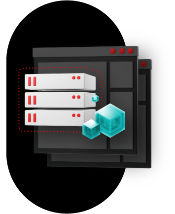 servers and teal containers deploying on an application platform