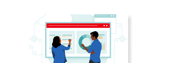 E-book cover showing two people looking at graphs