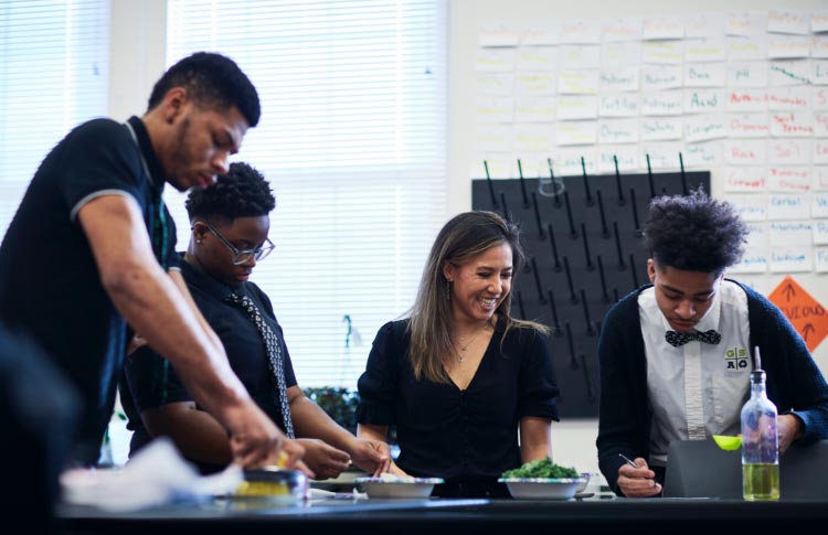 Green Street Academy instructor and students