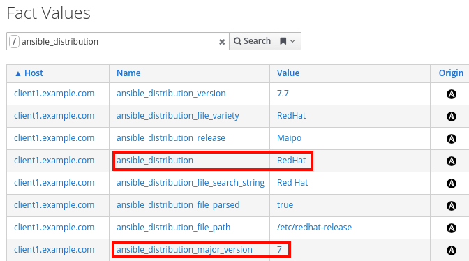 Figure 5: host facts gathered from Ansible related to the OS