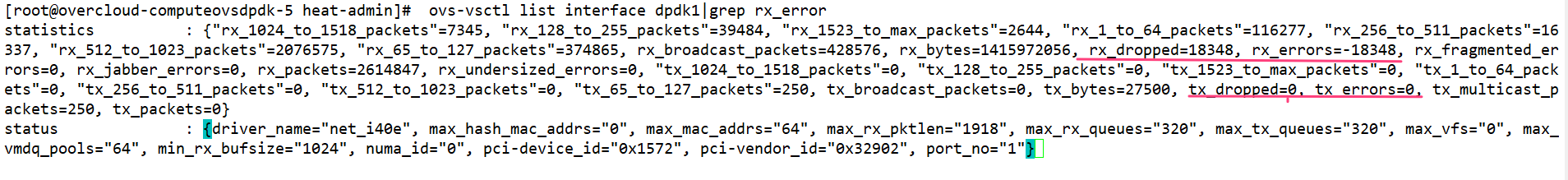 Dumping statistics of the DPDK port