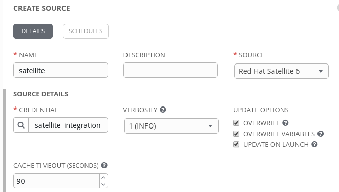 Sources tab in Sattelite