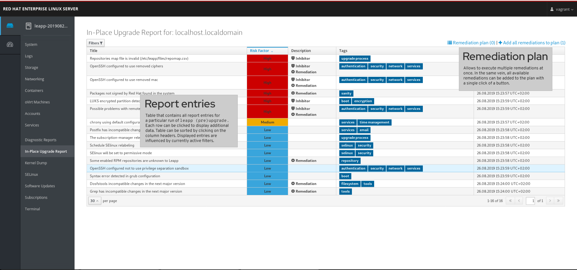 Figure 1: Sample pre-upgrade analysis report