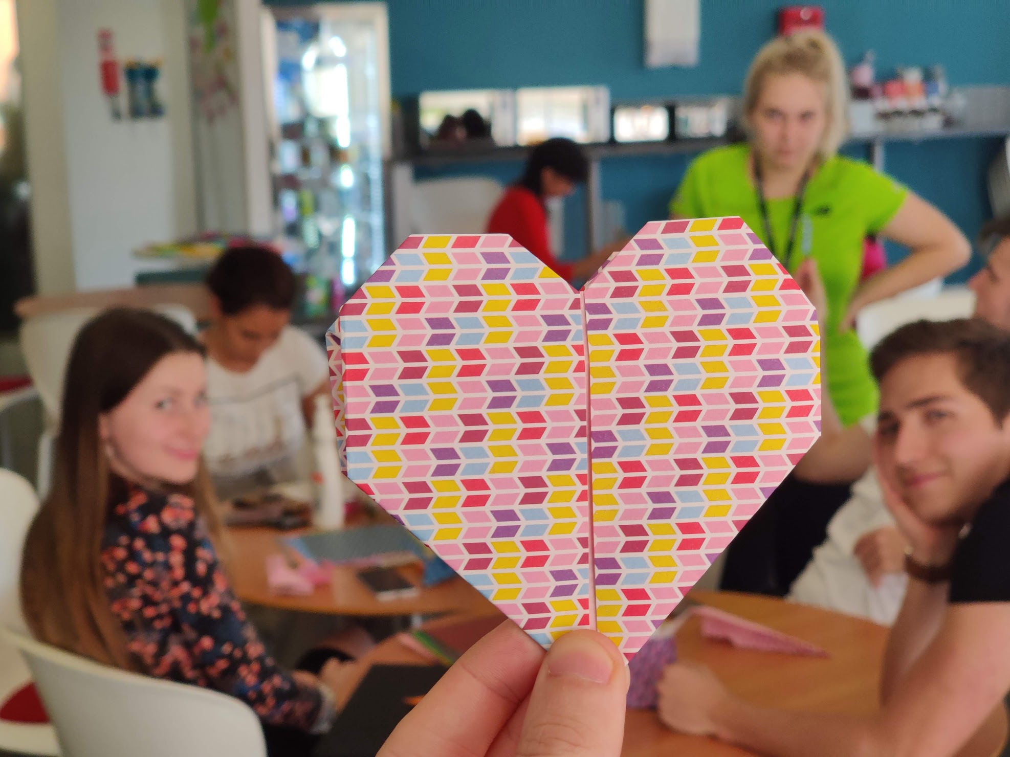 World Mental Health day activity featuring paper heart in foreground