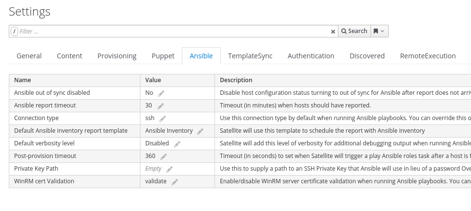 Satellite 6.7 settings