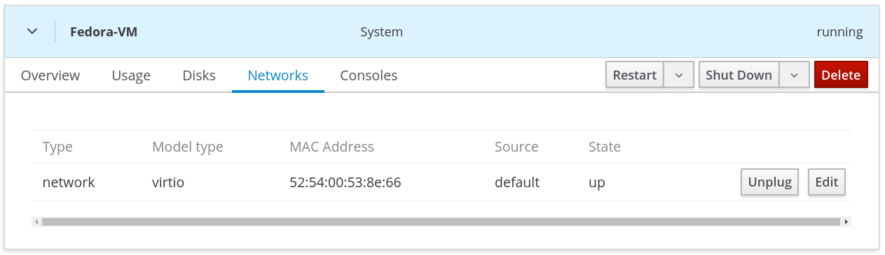 Figure 6: Viewing VM networks in Web Console