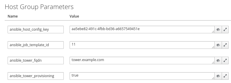 Host group parameters