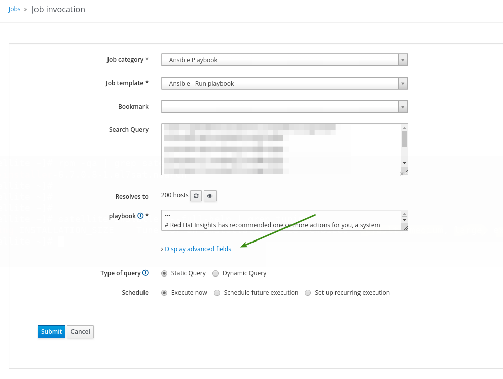 Display advanced fields