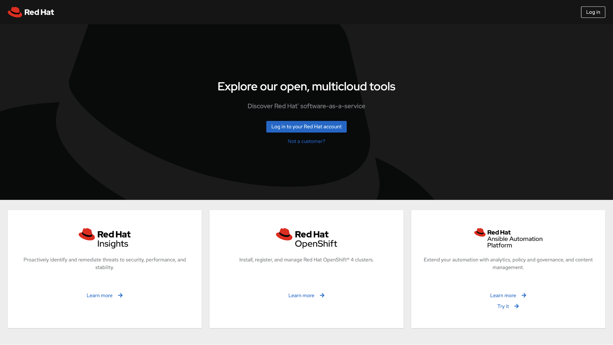 Red Hat Cloud Homepage