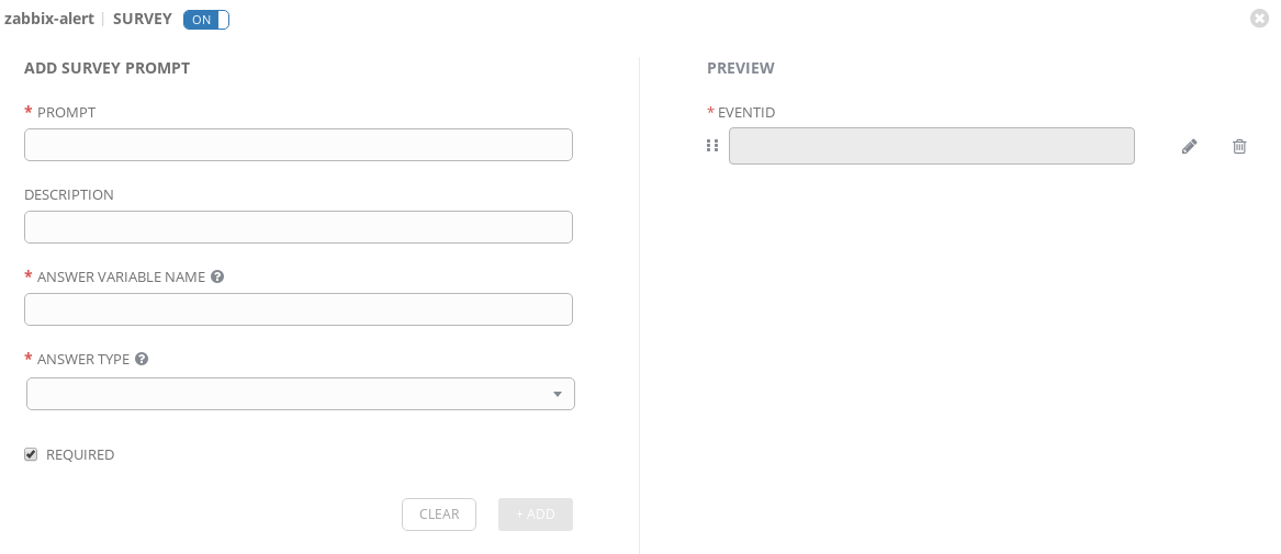 Figure 4 : Survey variable configuration