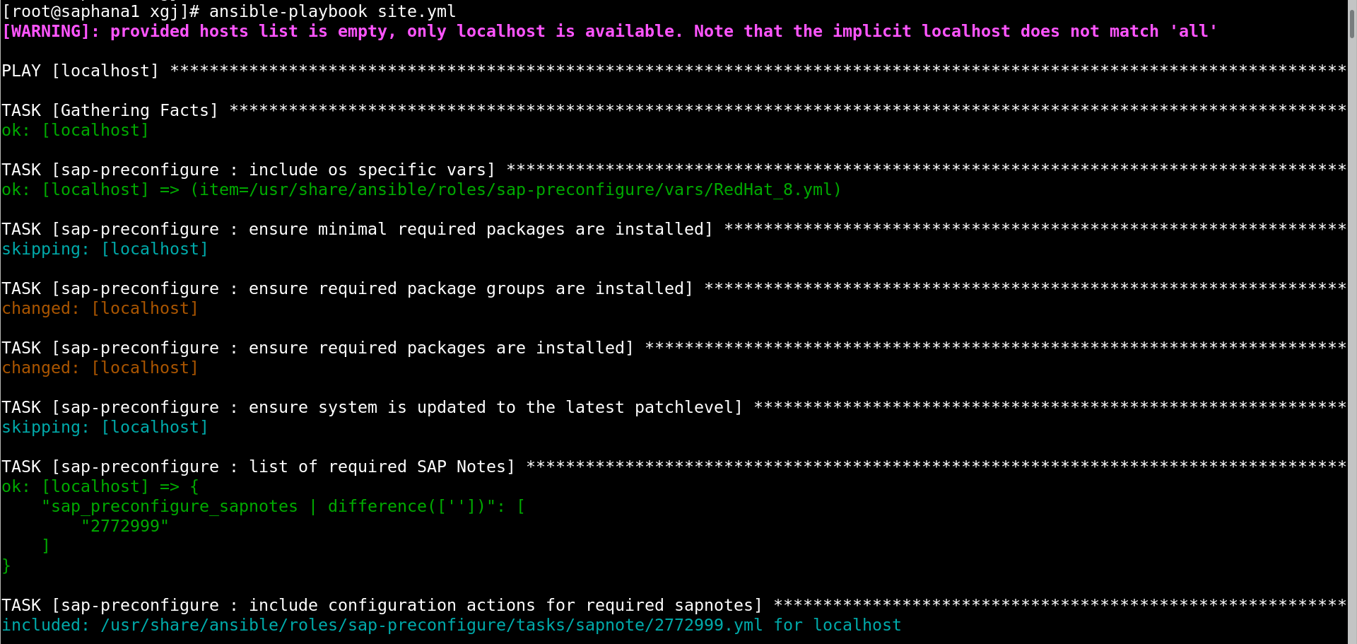 Running Ansible playbook