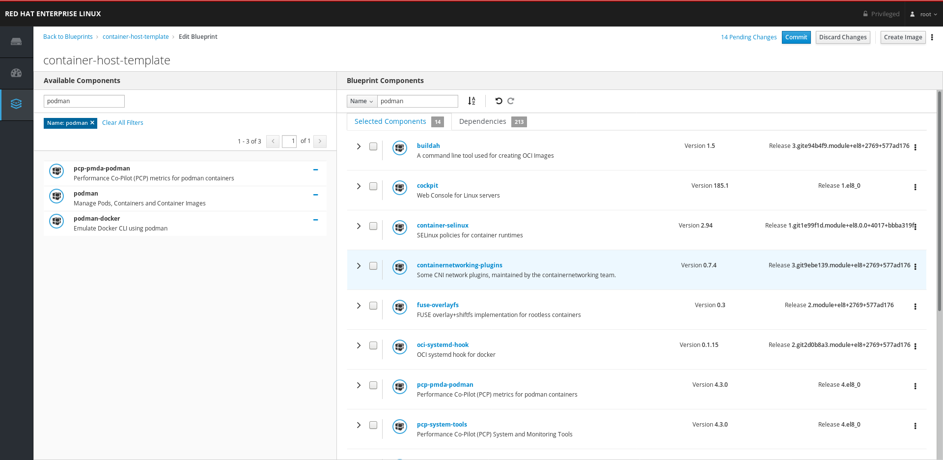 Figure 4: Managing packages in Web Console