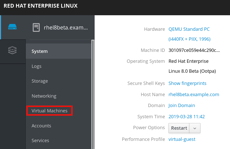 Figure 1: Web Console Virtual Machines