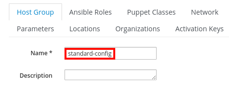 Host group dialog in Satellite