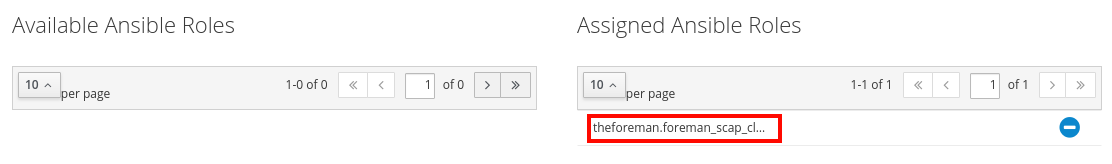 Assigned Ansible roles dialog