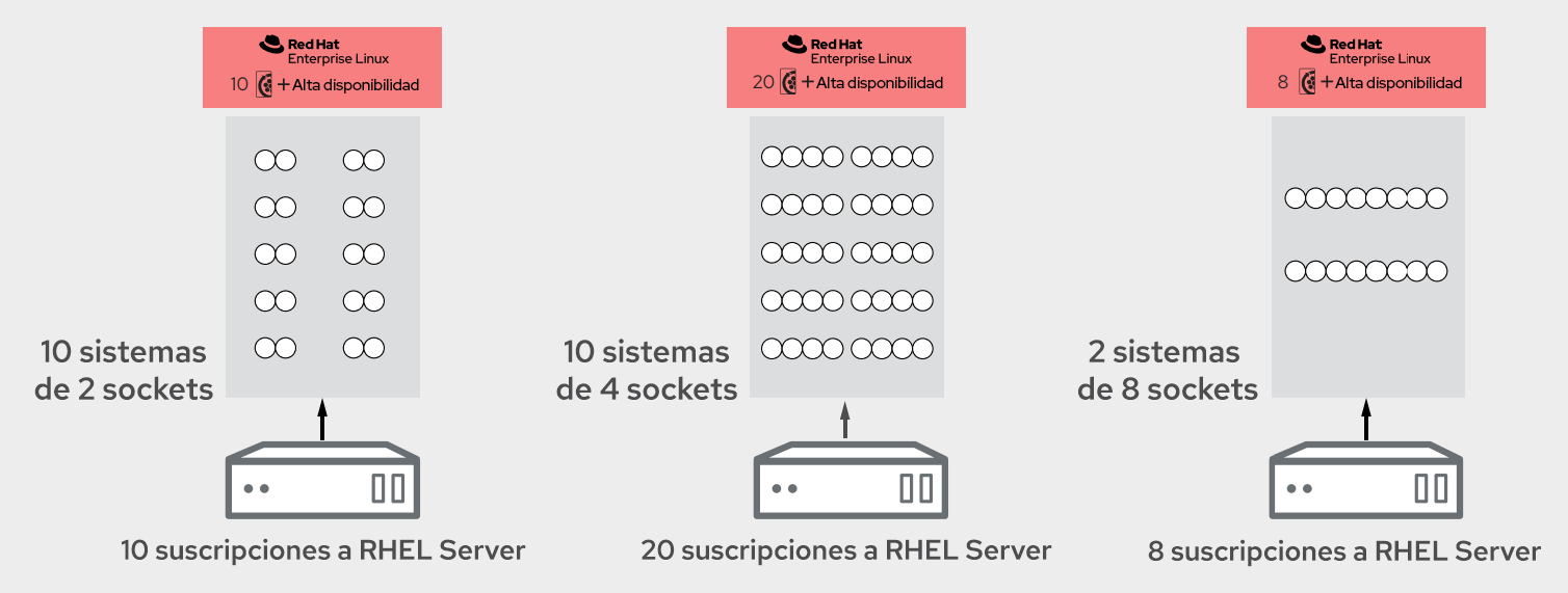 Figura 1. Suscripciones para un entorno de producción físico esencial