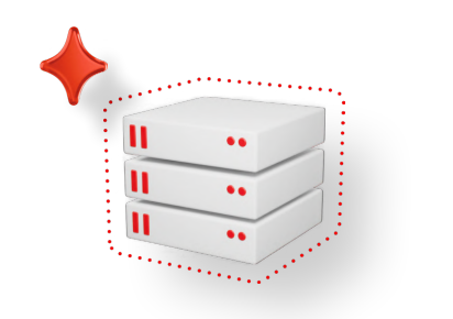 server stack with dotted line underneath and red star above