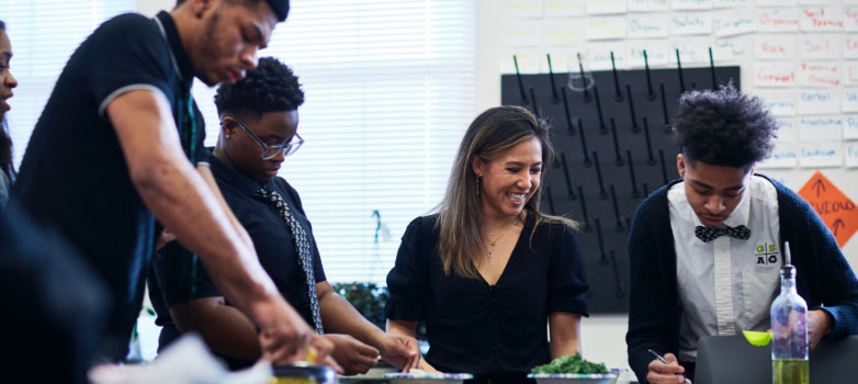 Students and instructors collaborating