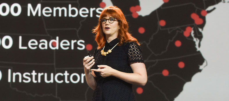 Woman speaking at conference