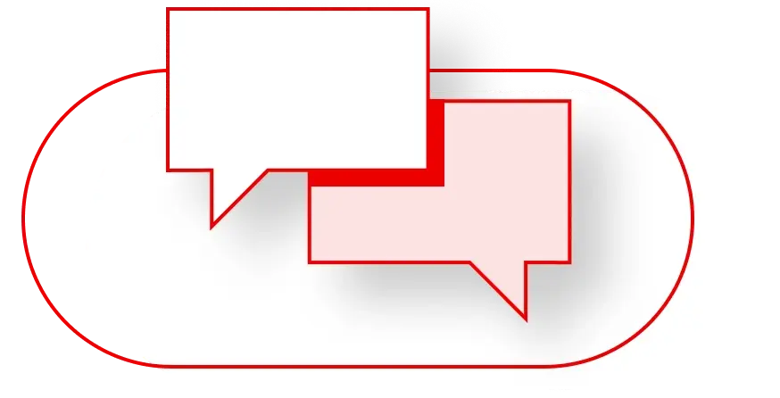 Illustration of two overlapping speech bubbles