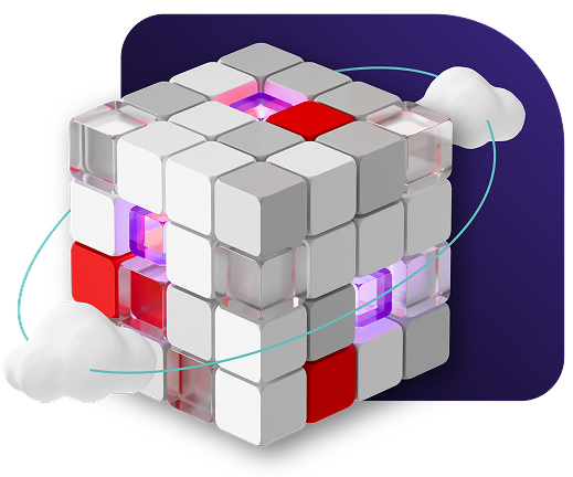 AI 3d cube with clouds