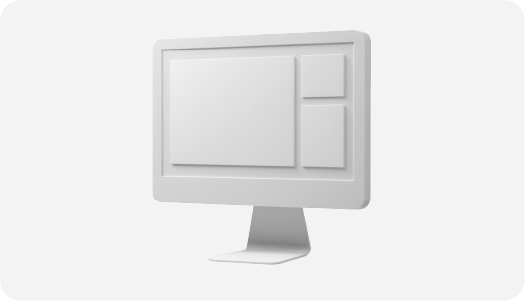 3d simple object of a computer monitor with app windows generated by Red Hat's custom Firefly model