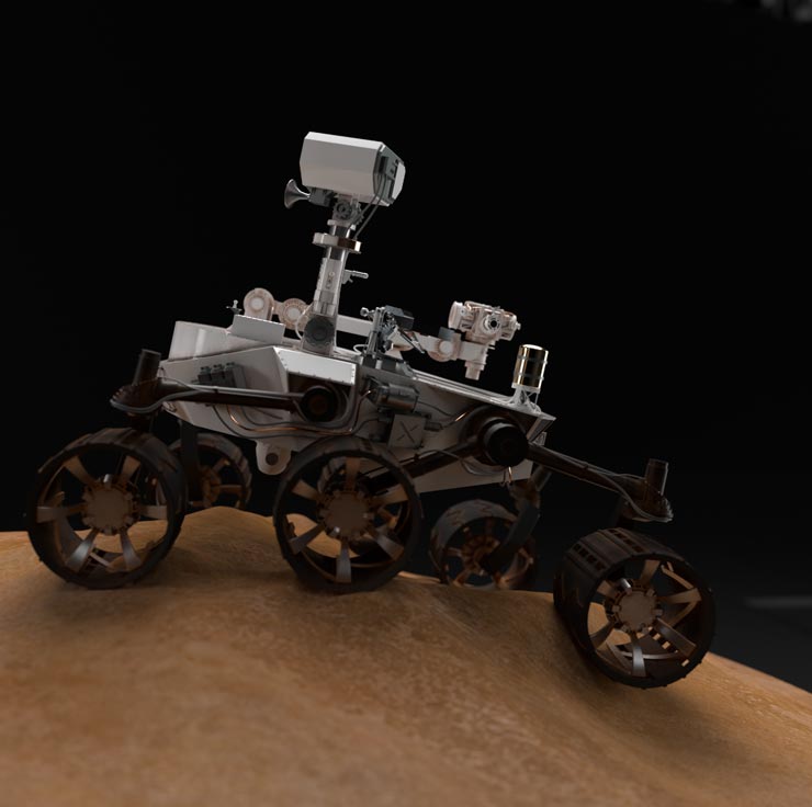 Mars rover on hill