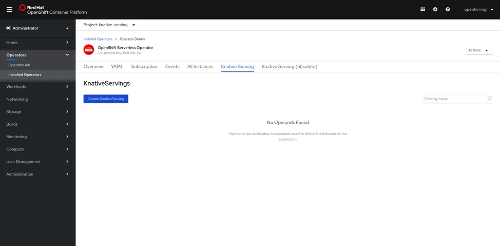 Create KnativeServing