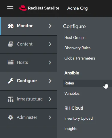first go to Configure > Roles
