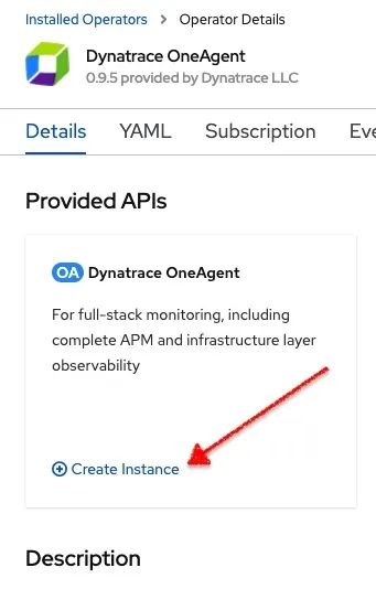 dynatrace oneagent create instance