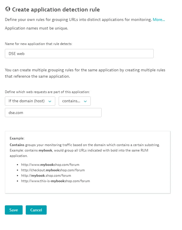 Dynatrace create app detecting rule