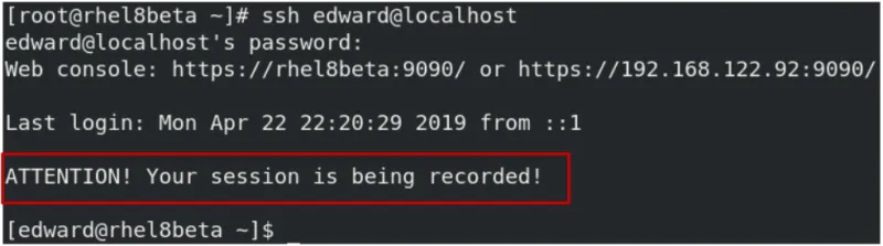 Session recording warning message