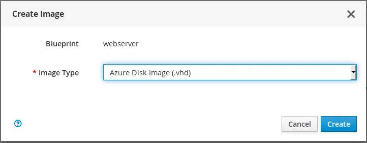 select “Azure Disk Image (.vhd)” as Image Type
