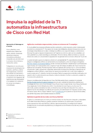 Impulsa la agilidad de la TI: automatiza la infraestructura de Cisco con Red Hat