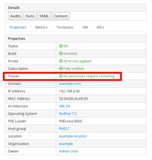 Traces property in Satellite