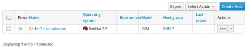 Host view in Satellite