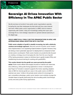 First page of Sovereign AI Drives Innovation With Efficiency In The APAC Public Sector analyst paper